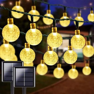Lexorion - Solar Buitenverlichting - Solar Tuinverlichting - Warm Wit - 50 BOLB - 9.5 meter - Buiten op Zonne Energie - Balkon en Tuinverlichting - IP65 Weerbestendig - Sfeervolle Buitenverlichting - Lichtslinger - LED Lampjes Slinger