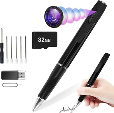 Pen camera 1080p hd - discreet ontwerp voor kantoor en thuis - looprecording - 32gb geheugen - video- en fotobewaking