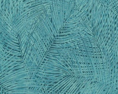 GROEN BLAUWE PALMBLADEREN BEHANG - AS Creation Sumatra