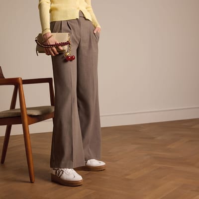 Manfield - Dames - Witte leren sneakers met leopard details - Maat 39