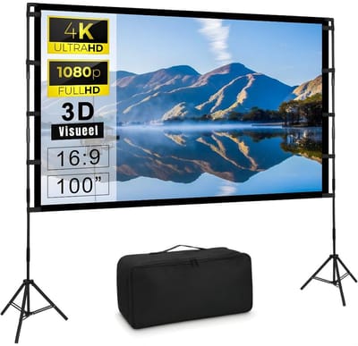 KAD® Projectiescherm - Beamer Scherm - Projectiescherm Met Statief - Beamer Projector - Zwart - 245cm x 152cm x 145cm