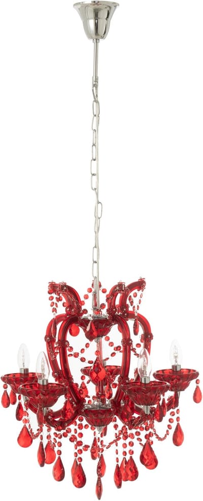 J-Line hanglamp Kand Antiek - glas - rood