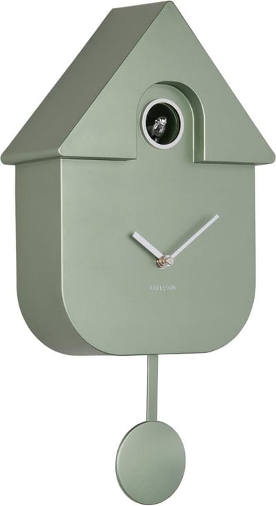 Karlsson Koekoeksklok Modern Cuckoo Metallic - Groen - 21.5x8.5x41cm - Wandklok Scandinavisch