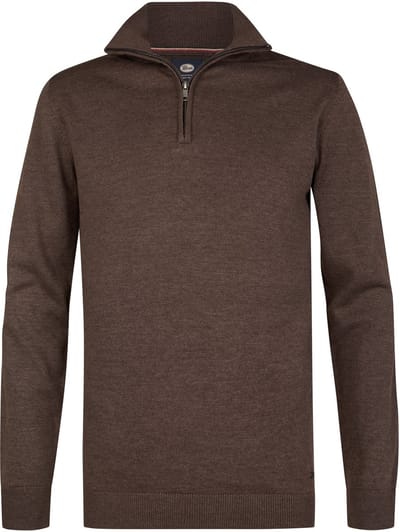 Petrol Industries - Heren Fijngebreide half-zip trui wheel - Bruin - Maat XXXL