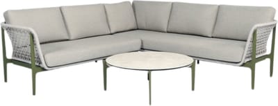 Tierra Outdoor Loungeset Montreal Lounge - Aluminium - Rope - Hoekbank met Loungetafel - Groen - Lichtgrijs
