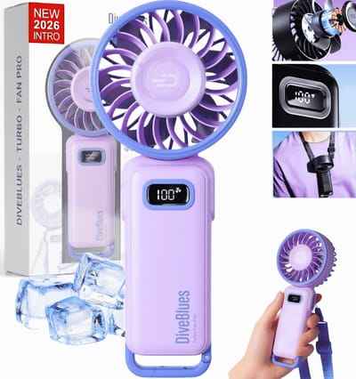Oplaadbare Handventilator AIR 100 – Krachtige High Speed Airflow – 100 Snelheden – LED Display – Tot 12 uur gebruik - Koelt écht