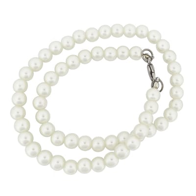 Korte basic parelketting - damescollier - met slotje - 45 cm - 8mm witte glasparels