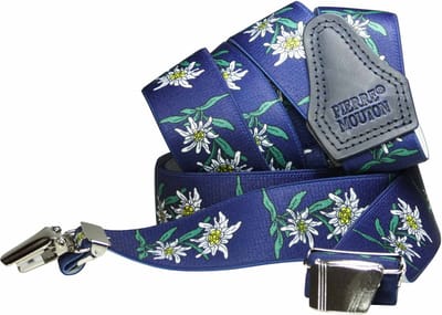 Pierre Mouton Edelweiss Bretel - Bretels - Volwassenen - Heren - Blauw - 120cm - 3 brede clips - M - L