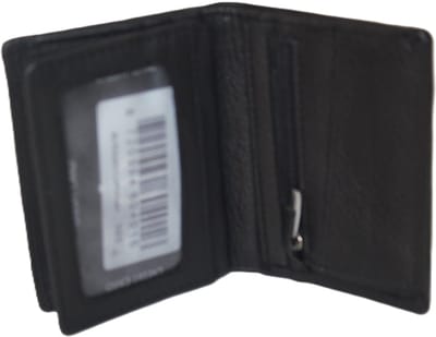 Oi zwart lederen pasjesmapje met ruimte voor wat kleingeld en biljetten / leren creditcard houder zeer klein / compact maar compleet beursje / RFID SAFE / zwart leer / 393