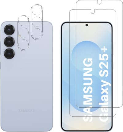 Screenprotector geschikt voor Samsung Galaxy S25 Plus - 2 stuks Beschermglas van glas Transparante glazen schermbeschermfolie + 2 stuks Camera Protector
