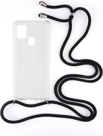 Shop4 - Geschikt voor Samsung Galaxy A21s Hoesje - Zachte Back Case met Koord Zwart