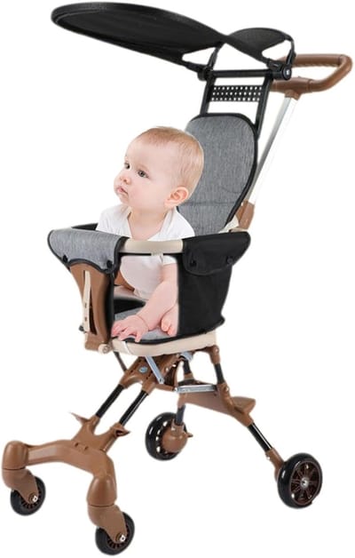 Lichtgewicht kinderwagen - Reisbuggy draagbaar - Vliegen en reizen - Tweeweg zitting - 48x43x18 cm - Khaki