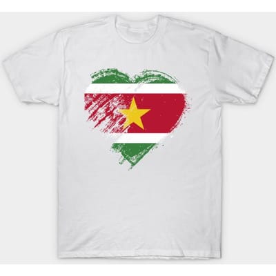 T-shirt Femme Grungy J'aime le Suriname Cœur Drapeau Imprimé Harajuku T-shirt Kawaii Été Manches Courtes T-shirt Femme Haut Tee 4XL blanc