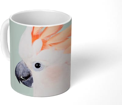 Mok - Koffiemok - Kaketoe - Dieren - Natuur - Wit - Mokken - 350 ML - Beker - Koffiemokken - Theemok