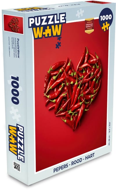 Puzzel Pepers - Rood - Hart - Legpuzzel - Puzzel 1000 stukjes volwassenen