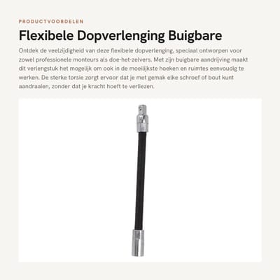 Dailygoods- Dopverlenging Hoge Torsie - Buigbare Sleutelhuls - Verlengstuk - Stalen Ratelsleutel - Anti Falling Off - Flexibele As - Sleutelverlengstuk