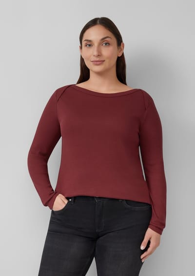 s.Oliver - female - Slim fit shirt met boothals en elastische jerseystof