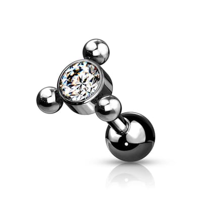 Piercing PVD 3ball triangle 1.2x6 - zwart - LMPiercings
