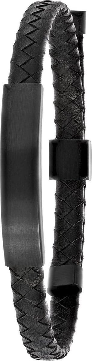 Lucardi Heren Plaatarmband mat - Staal - Armband - Vaderdag Cadeautje - 26 cm - Zwart