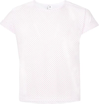 Merry Style Meisjes T-shirts Sport – Meisjes Crop – Gym – Yoga – Hardlopen – Wit-roze gestippeld -116 - MS-MS10-468-BL