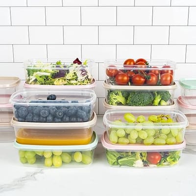Set van 24 voedselcontainers, 700 ml, kunststof voedselcontainers, BPA-vrij, magnetronbestendig, vaatwasmachinebestendig, diepvriezer, container met deksel, gemaakt in Spanje