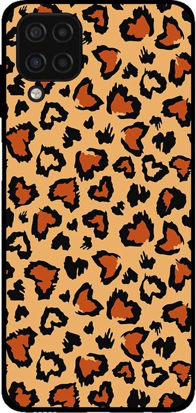 Smartphonica Telefoonhoesje voor Samsung Galaxy A12 met tijgerprint - backcover met panterprint - Bruin geschikt voor Samsung Galaxy A12