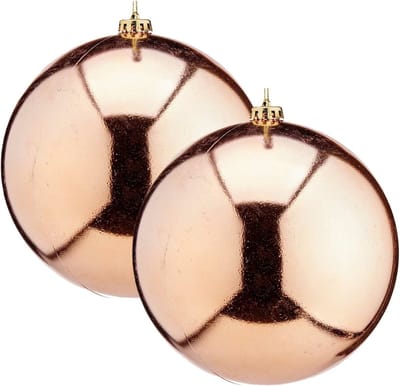 Krist+ Grote decoratie kerstballen - 2x - champagne - 20 cm - kunststof - glimmend - kerstversiering