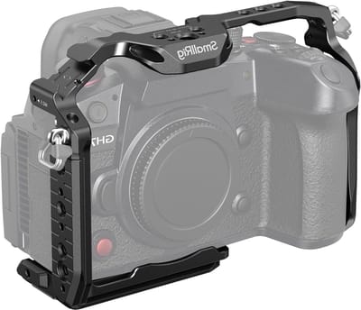 Snelkoppelingscamera cage voor Panasonic GH7 en GH6, volledige toegang, krasbestendig ontwerp, inclusief koudeschoen, NATO rail en Arca snelkoppelingsplaat - 4824