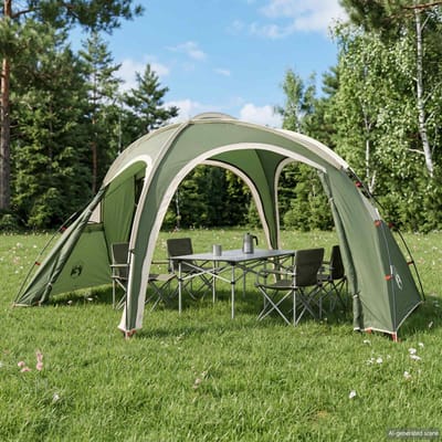 vidaXL - Trekkingtent - met - regenkap, - waterbestendig - 3-persoons - Groen