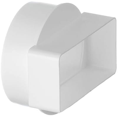SnelShoppen - 110x55mm - Ø 100mm Rechthoekige naar Ronde Pijp Adapter - Kunststof Koppeling, Reducer voor Keuken en Badkamer