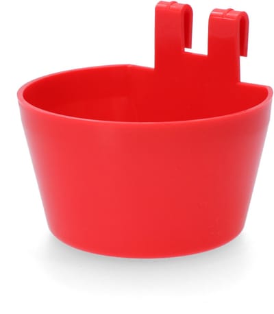 Gaun Pluimvee voerbakje – Kunststof – Met 2 haken – Eenvoudig te reinigen – 10x10x9 cm – Rood