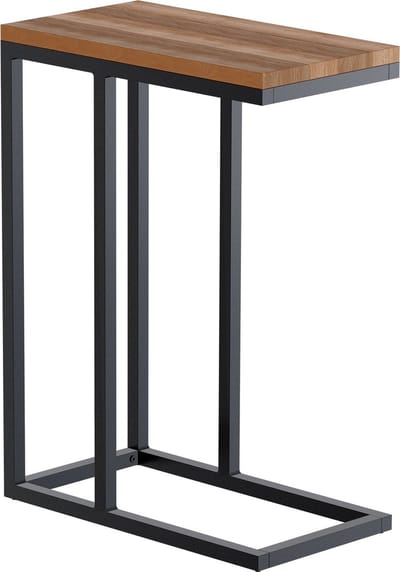 CLP Manteo Bijzettafel - metaal met hout - woonkamer - Salontafel van eikenhout - Sofa-tafel met metalen frame - Vierkant nachtkastje eik