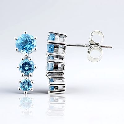 Cavill - Rondgeslepen Marambaia Topaas Oorbellen 1.98ct - 925 Sterling Zilver Gerhodineerd - Lichtgewicht Elegant - Braziliaans Blauw - Dames Sieraden