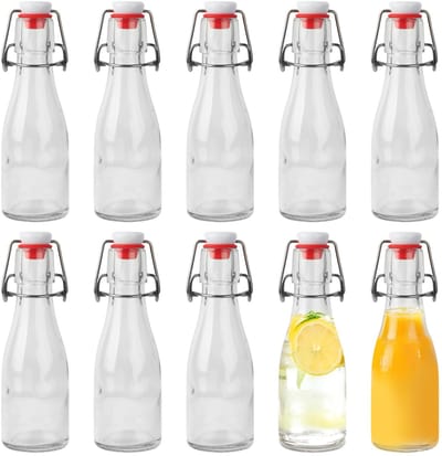 10 stuks 150 ml met beugelsluiting, glazen flessen om te vullen, kleine flessen om te vullen, herbruikbare flessen om zelf te vullen, voor sap, olie en azijn