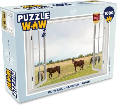 Puzzel Doorkijk - Paarden - Gras - Legpuzzel - Puzzel 1000 stukjes volwassenen