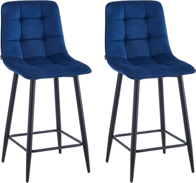 Colenis® - Luciano Barkruk - Set Van 2 - Blauw - Fluweel - Velvet - Design