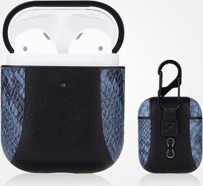AirPods hoesjes van By Qubix - AirPods 1/2 hoesje PU Leer Flip-over - Blauw /zwart Airpods Case Hoesje voor Airpods Airpods 1 Airpods 2 Hoes