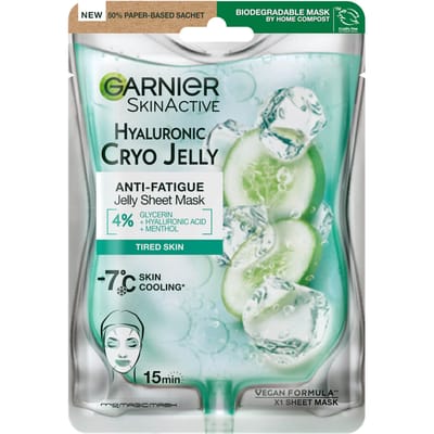 Garnier Antivermoeidheid Hyaluronzuur en IJskoude Komkommer Cryojelly Gezichtsmasker 27 g