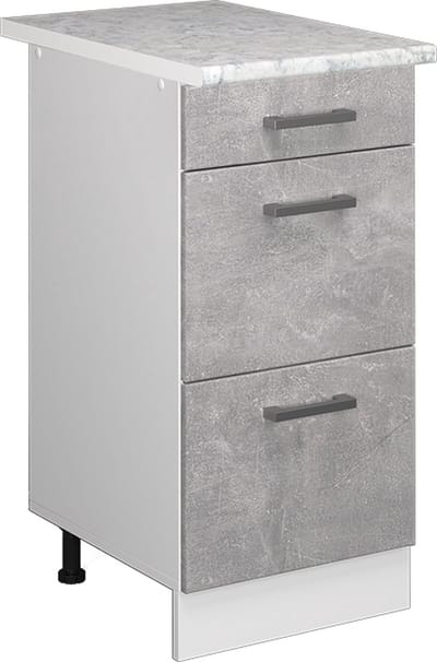 Vicco R-Line Keukenonderkast – 40 cm met laden, met marmeren werkblad Beton