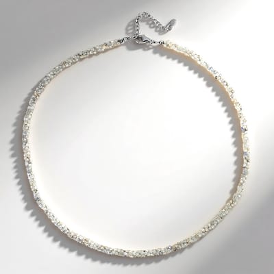 Cavill - Zilveren Halsketting - 925 Sterling Zilver Gerhodineerd - Cambodjaanse Zirkonen 70,56 ct - Verstelbare Damesketting - Elegante Ronde Kralen