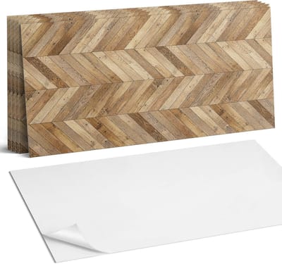 Coloray Plaktegels - Visgraat houtpatroon Wandtegel Zelfklevend - 60 cm x 30 cm - Bruin Plaktegels - 6 stuks - Rechthoek PVC Tegels - Plaktegels Keuken - Zelfklevende Vloertegels Badkamer - Vinyl Tegels - Zelfklevende Wandtegels
