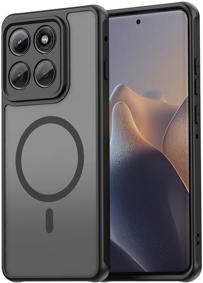 MobyDefend Hoesje - Geschikt voor Motorola Edge 60 Pro - Case Geschikt voor MagSafe - Mat Transparant Met Gekleurde Rand - Zwart