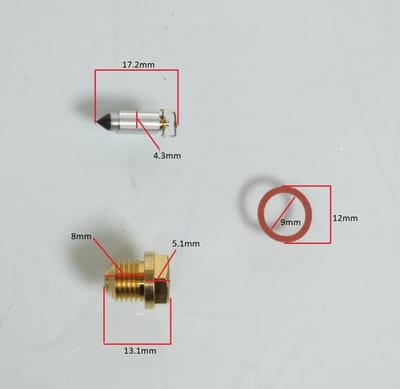 Vlotternaald + zitting 2.5 voor carburateur motor Yamaha 125 TZR 1987-1992 37F-14107-25
