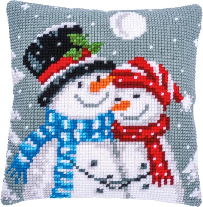 Vervaco - Kruissteekkussen kit - Kerst - Sneeuwmannen - PN-0190826 - Borduren - Borduurpakket - Borduurpakket volwassenen - Borduurpakket kind