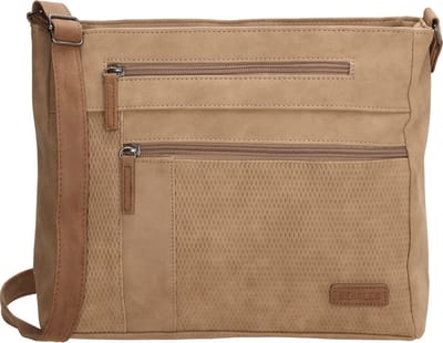 Beagles Brunete Schoudertas Dames - Crossbodytas met verstelbare schouderband - Tas van Imitatieleder met ritssluiting - Taupe