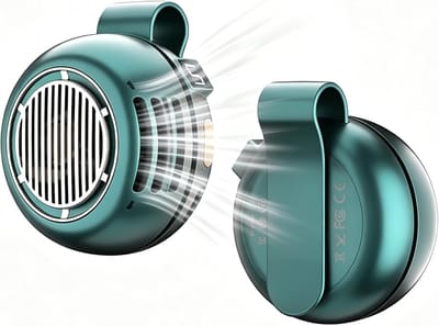 Draagbare, stille mini-ventilator zonder bladen met clip, verbeterd model met 5 snelheden, digitaal led-display, 360° draaibaar, oplaadbaar via USB – voor buiten, op reis en op kantoor (groen)