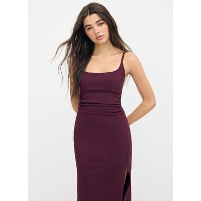 Stradivarius Midi-jurk van Bengaline met vierkante halslijn  Purper S