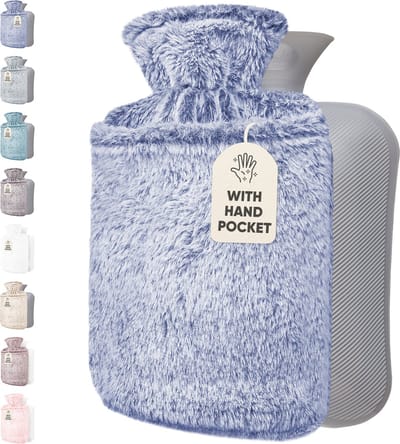 Qomfor Kruik met Extra Zachte Hoes met Kangoeroezak - 1.8 liter - Warmwaterkruik voor Pijnverlichting en Ontspanning - Blauw