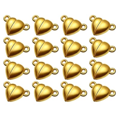 Goudkleurige hartvormige sieraad sluitingen magnetisch set dames heren 10 stuks met dubbele oogjes voor armband en ketting maken accessoires metaal