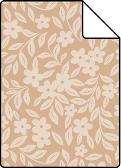 Proefstaal ESTAhome behang bloemetjes warm beige - 26.5 x 21 cm - 131444-S